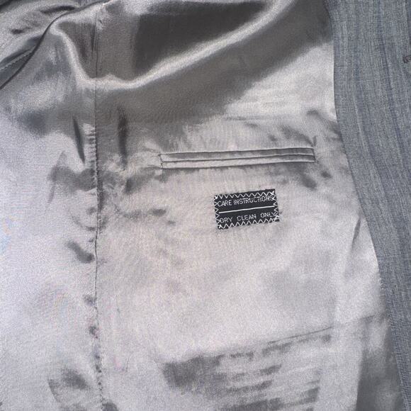 Mani By Giorgio Armani Blazer Gray Chevron Pattern Pure Virgin Wool 42L Italy - Picture 12 of 15